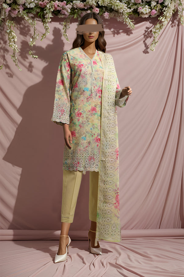 Unstitched Printed Khaddar 3 Piece