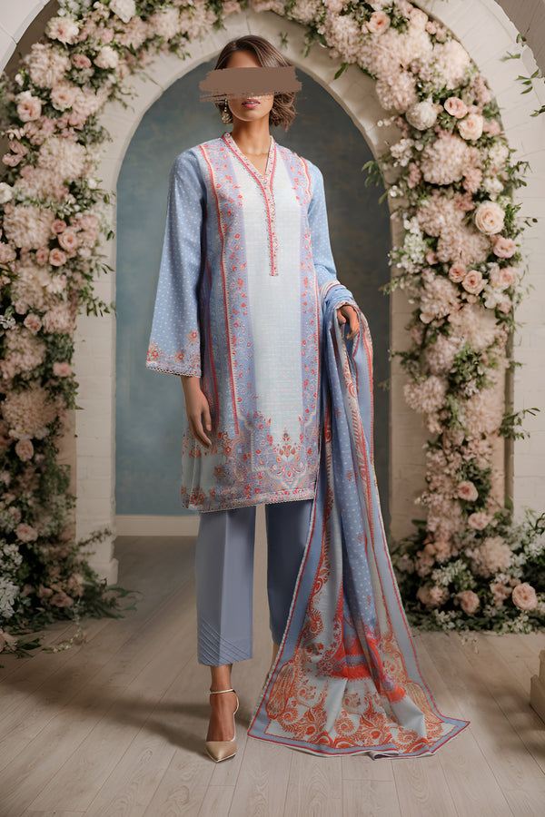 Unstitched Printed Khaddar 3 Piece