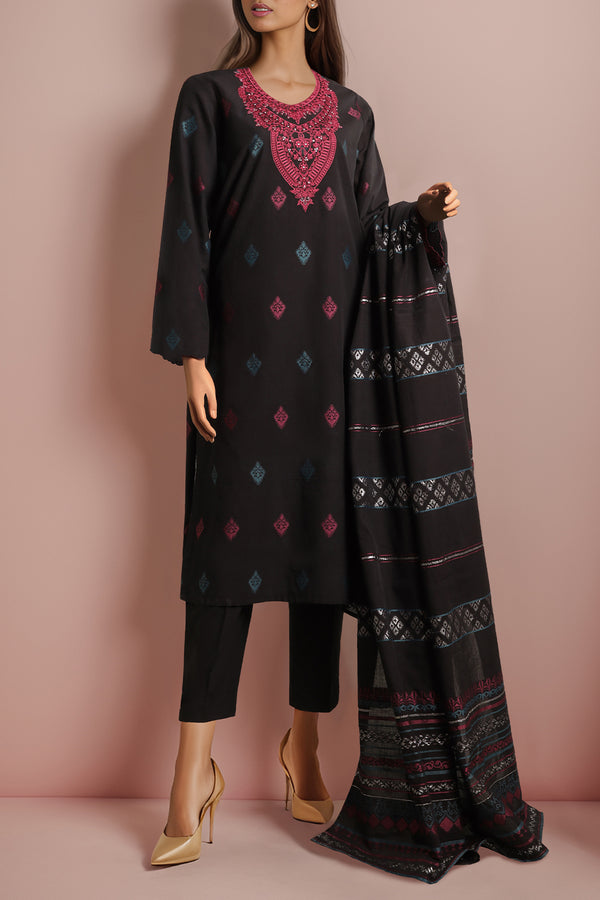 Unstitched Embroidered Jacquard Cotton Shirt