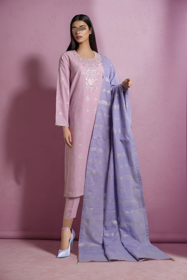 Unstitched Embroidered Jacquard Cotton 3 Piece