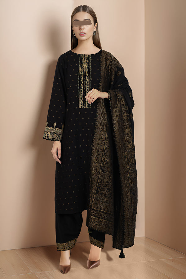 Unstitched Embroidered Jacquard Cotton 3 Piece