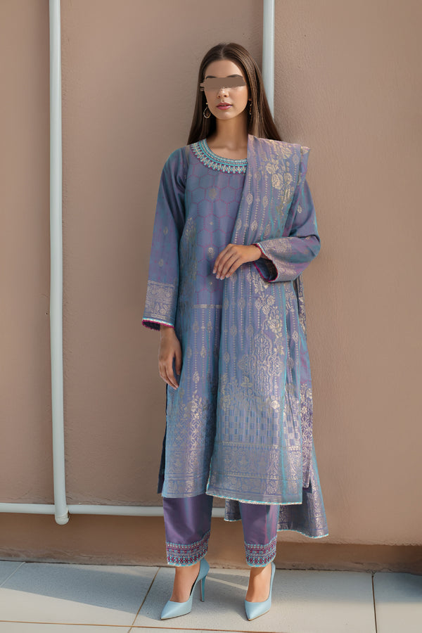 Unstitched Embroidered Jacquard Cotton 2 Piece (Shirt/Dupatta)