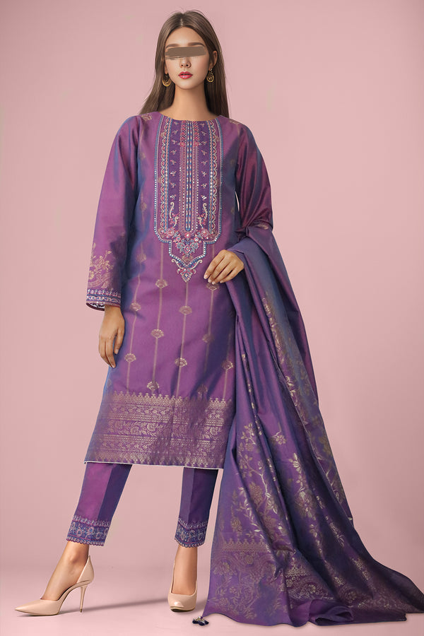 Embroidered Cotton Jacquard Stitched/Unstitched 3 Piece