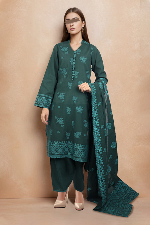 Unstitched Jacquard Cotton 3 Piece