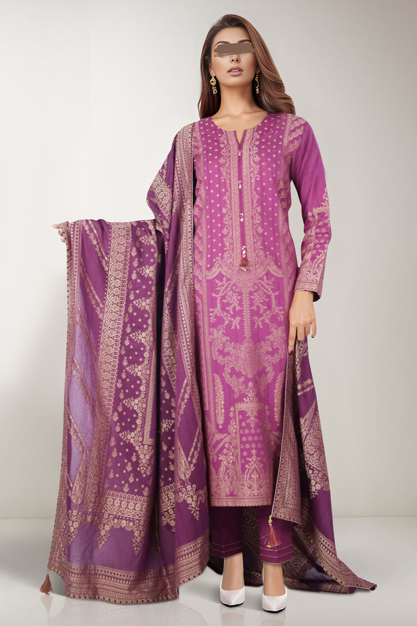 Unstitched Jacquard Cotton 3 Piece