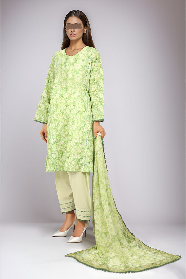 Unstitched Printed Lawn 2 Piece (Shirt/Dupatta)