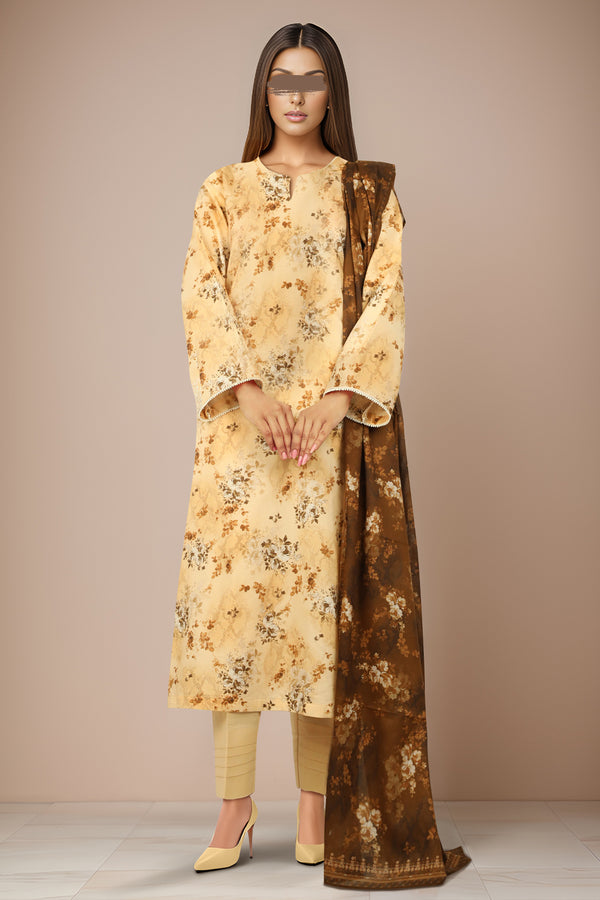 Unstitched Printed Lawn 2 Piece (Shirt/Dupatta)