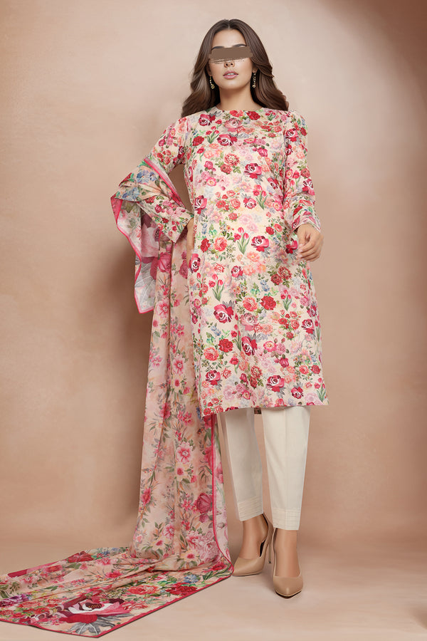 Unstitched Printed Lawn 2 Piece (Shirt/Dupatta)