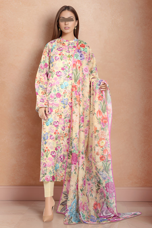 Unstitched Printed Lawn 2 Piece (Shirt/Dupatta)