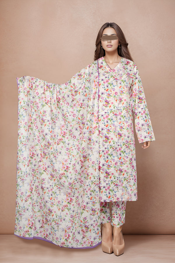 Unstitched Printed Lawn 3 Piece