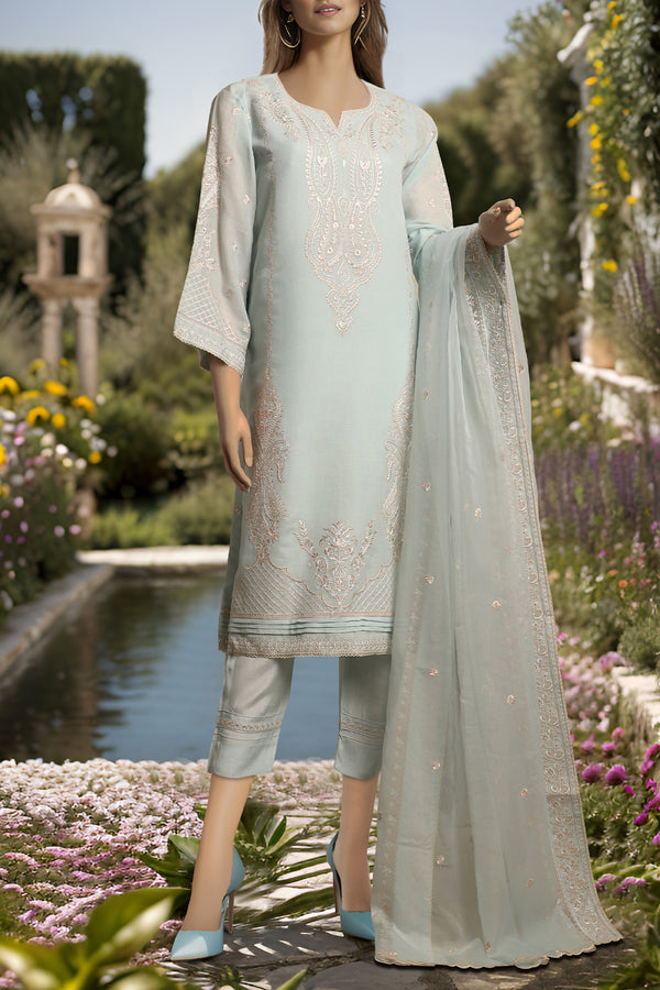 Unstitched Embroidered Cotton Net 3 Piece