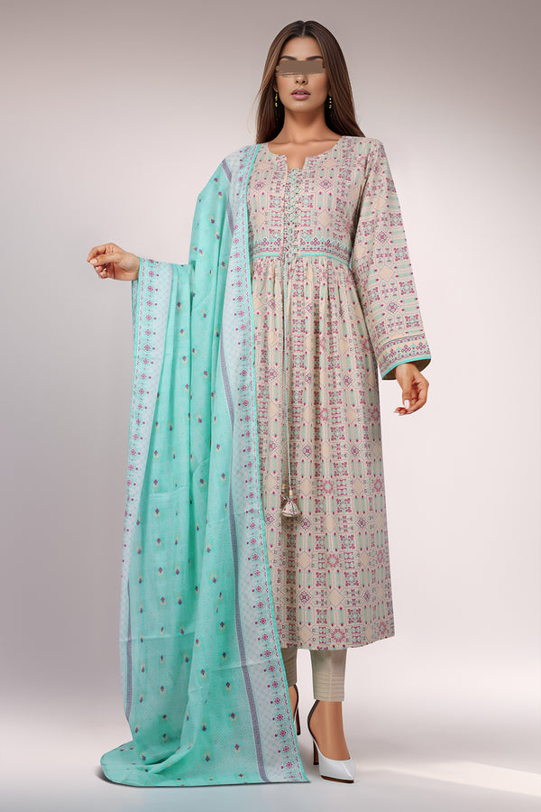 Unstitched Printed Lawn 3 Piece