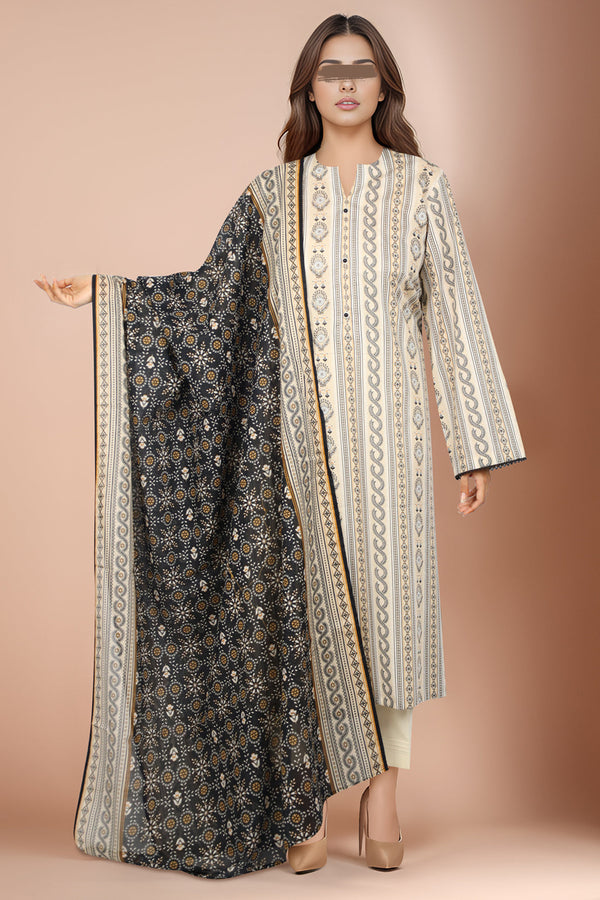 Unstitched Printed Lawn 3 Piece