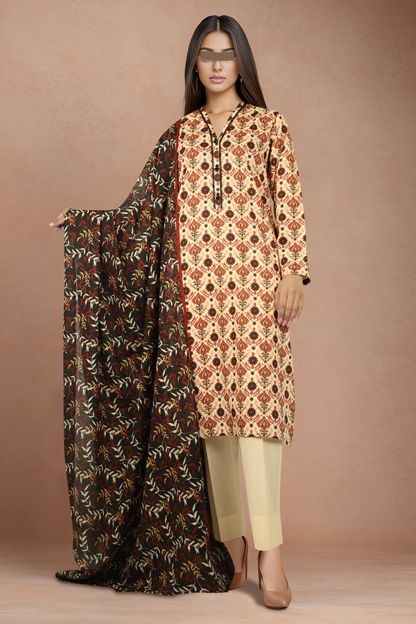 Unstitched Printed Lawn 3 Piece