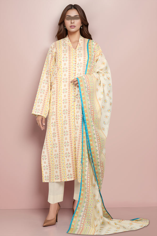 Unstitched Printed Lawn 3 Piece