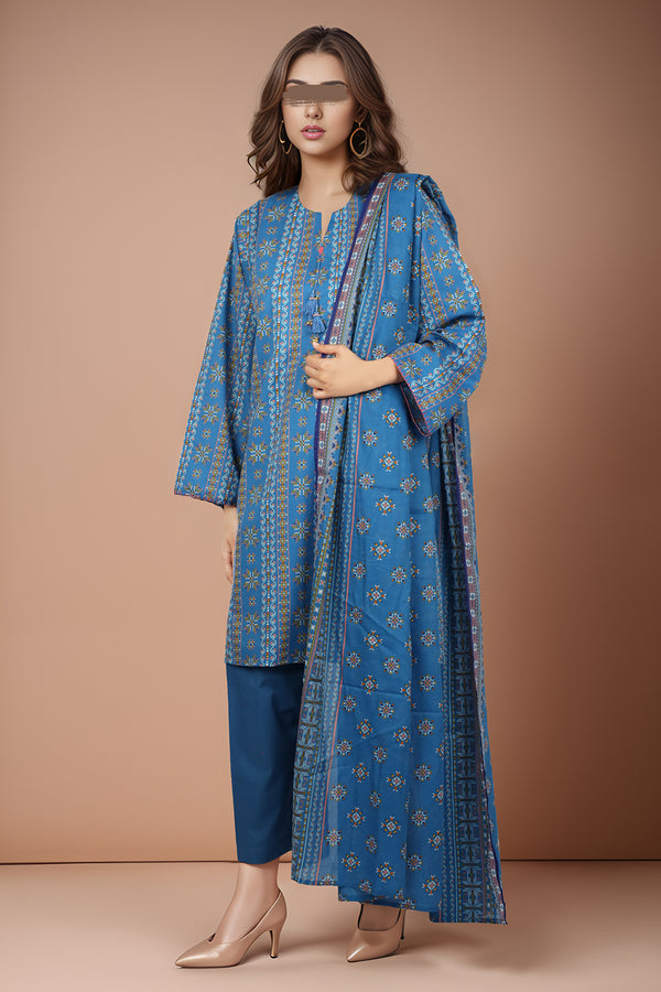 Unstitched Printed Lawn 3 Piece