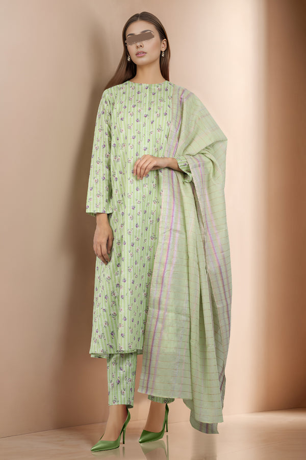 Unstitched Printed Khaddar 3 Piece