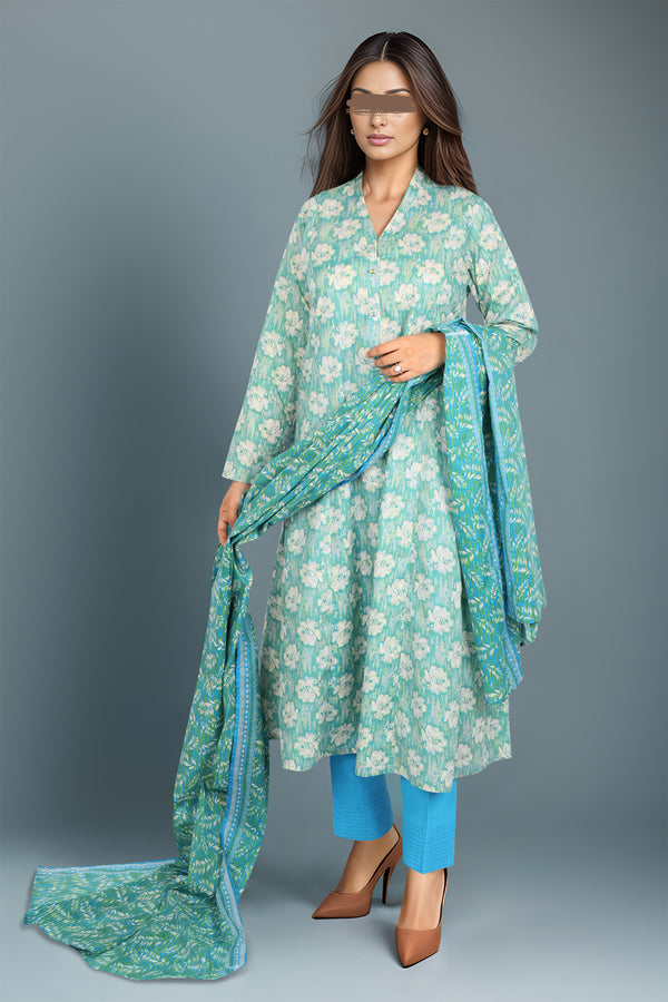 Unstitched Printed Lawn 2 Piece (Shirt/Dupatta)