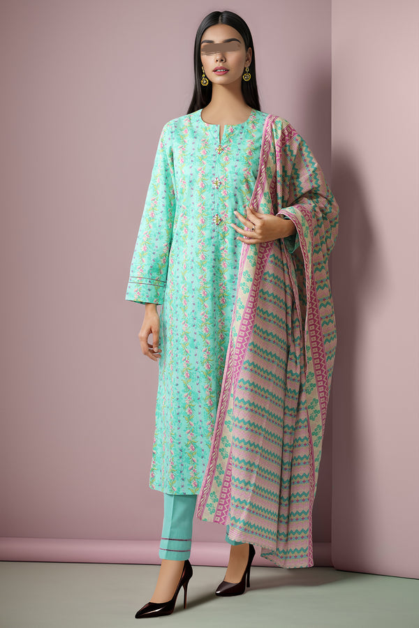 Unstitched Printed Lawn 2 Piece (Shirt/Dupatta)