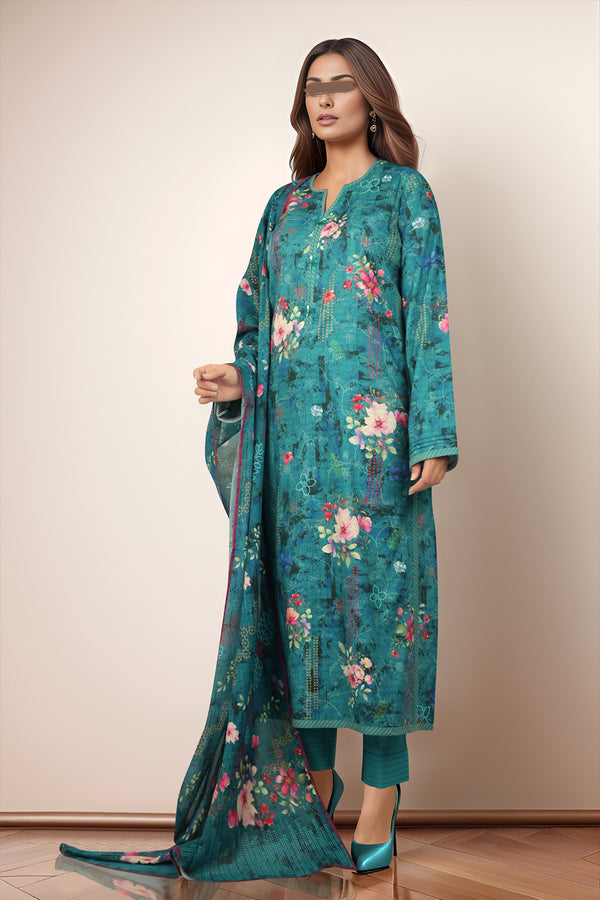 Unstitched Printed Self Jacquard 2 Piece (Shirt/Dupatta)