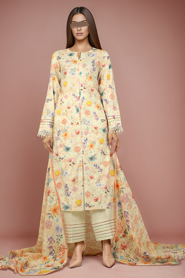 Embroidered Cotton Jacquard Stitched/Unstitched 3 Piece