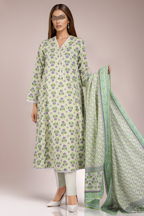 Unstitched Printed Lawn 3 Piece