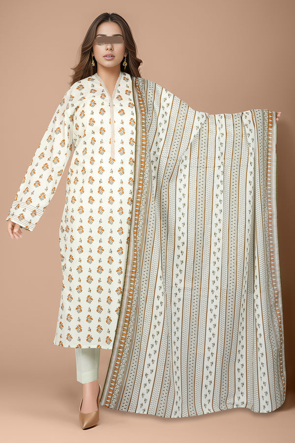 Unstitched Printed Lawn 2 Piece (Shirt/Dupatta)