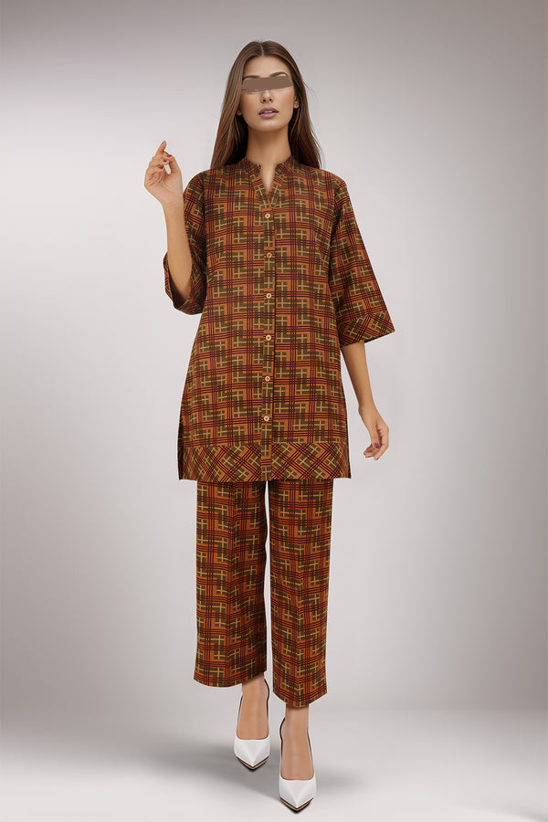 Unstitched Printed Cotton Khaddar 2 Piece (Shirt/Trouser)