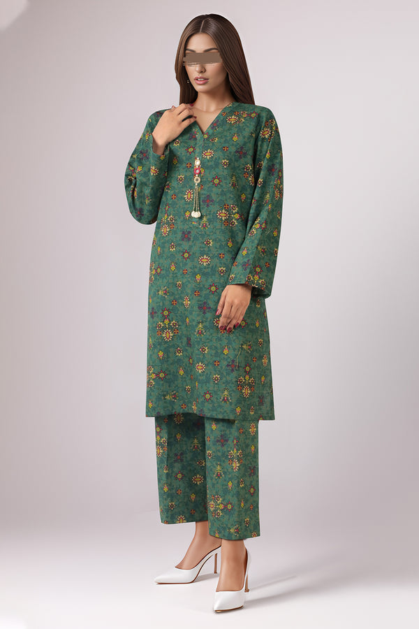 Unstitched Printed Cotton Khaddar 2 Piece (Shirt/Trouser)