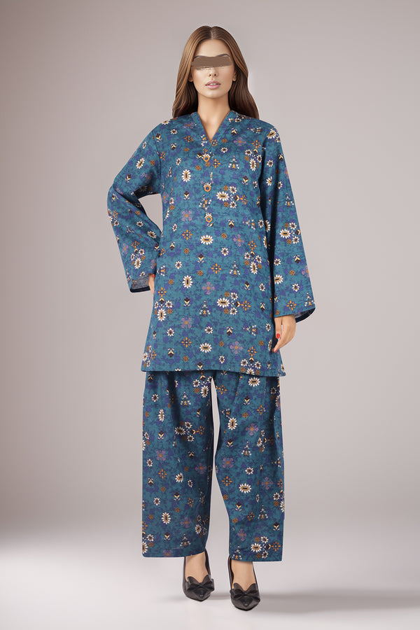 Unstitched Printed Cotton Khaddar 2 Piece (Shirt/Trouser)