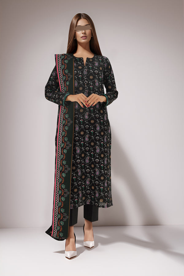 Unstitched Printed Cotton Khaddar 3 Piece