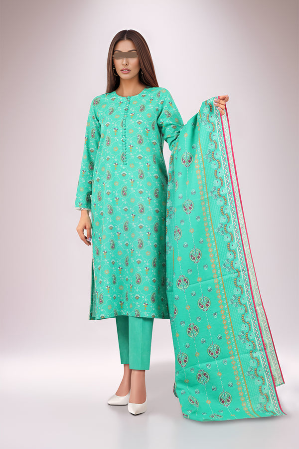 Unstitched Printed Cotton Khaddar 3 Piece