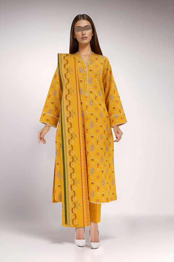 Unstitched Printed Cotton Khaddar 3 Piece