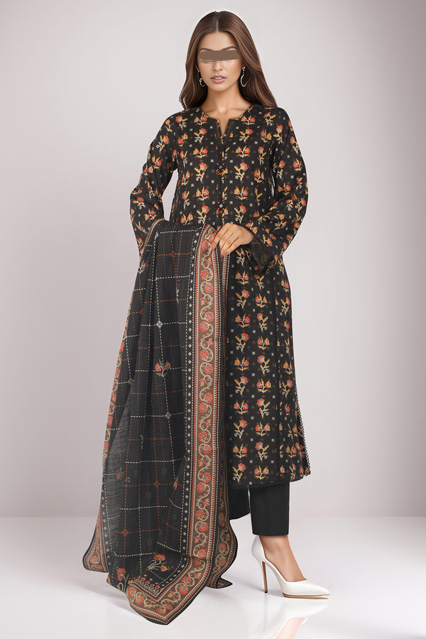 Unstitched Printed Cotton Khaddar 3 Piece