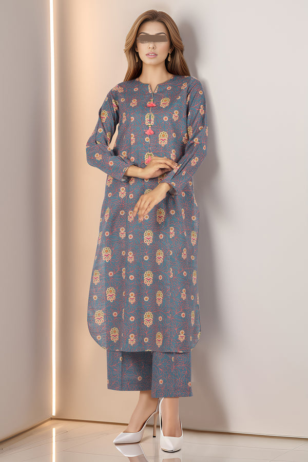 Unstitched Printed Cotton Khaddar 2 Piece (Shirt/Trouser)