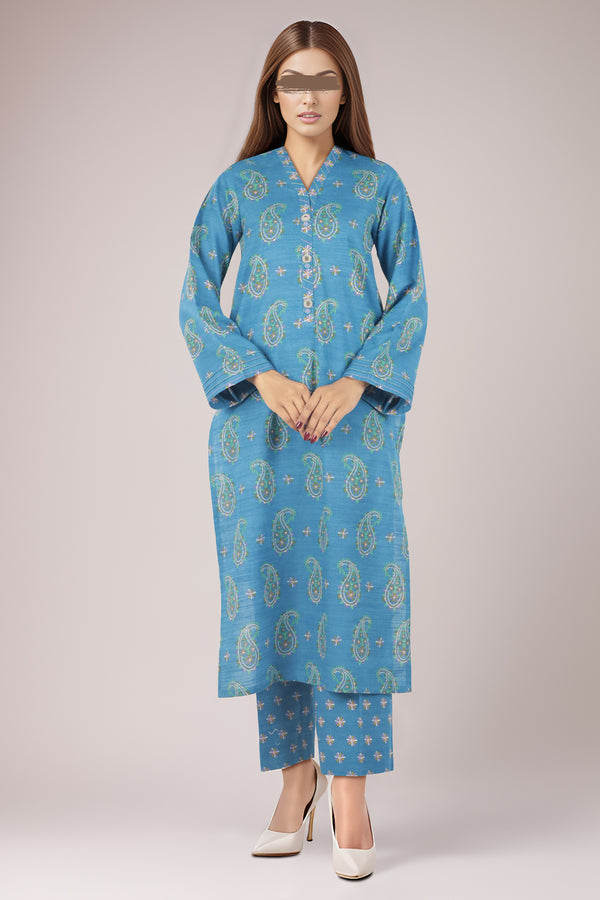 Unstitched Printed Cotton Khaddar 2 Piece (Shirt/Trouser)