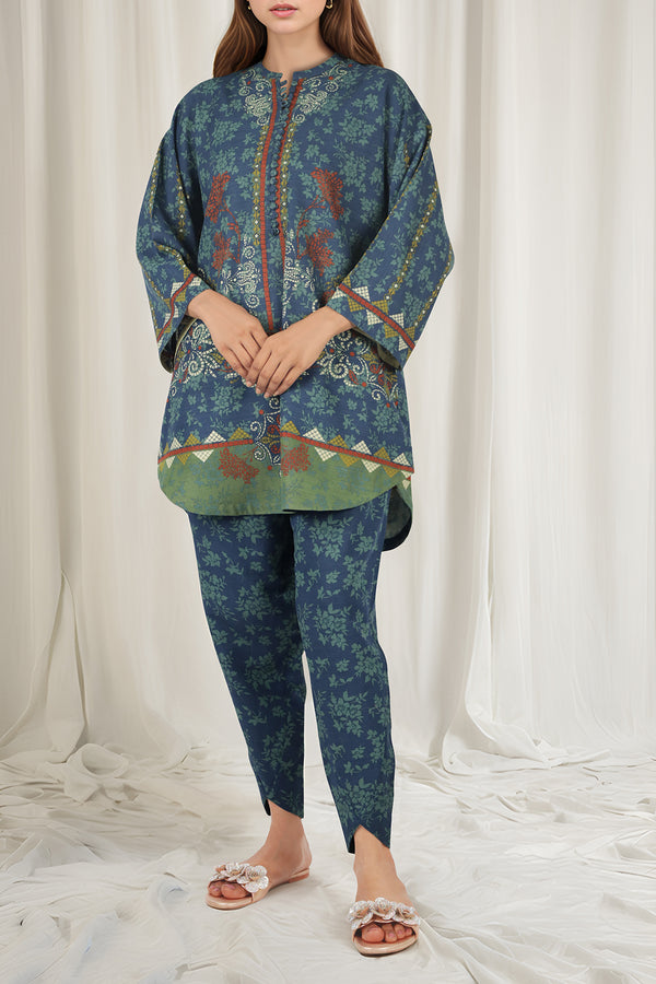 Unstitched Printed Cotton Khaddar 2 Piece (Shirt/Trouser)