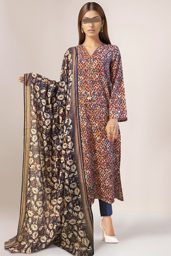 Unstitched Printed Lawn 2 Piece (Shirt/Dupatta)