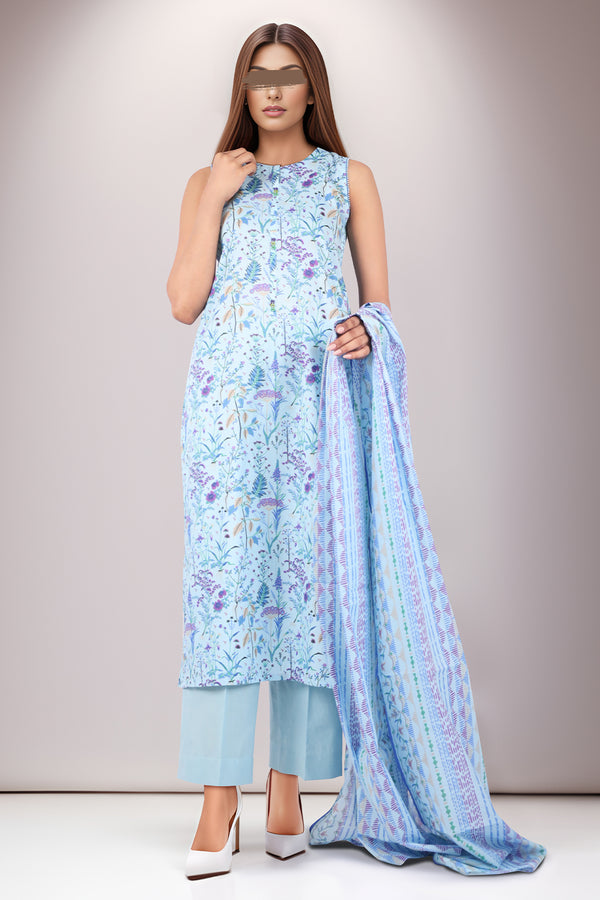 Unstitched Printed Lawn 3 Piece