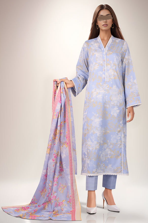 Unstitched Printed Lawn 2 Piece (Shirt/Dupatta)