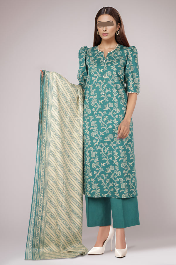 Unstitched Printed Cotton Viscose 3 Piece