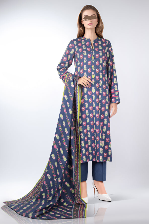 Unstitched Printed Cotton Viscose 3 Piece