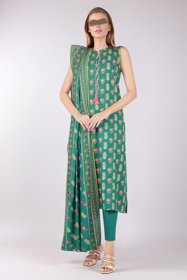 Unstitched Printed Cotton Viscose 3 Piece