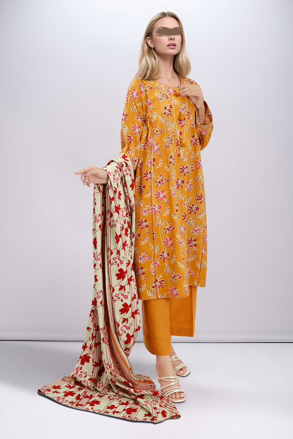 Unstitched Printed Cotton Viscose 3 Piece