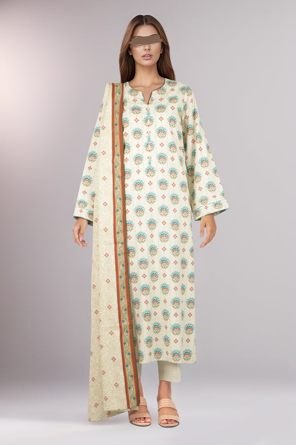 Unstitched Printed Cotton Viscose 3 Piece