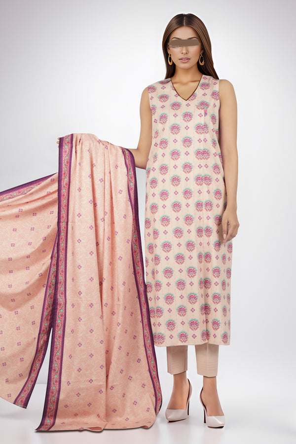 Unstitched Printed Cotton Viscose 3 Piece