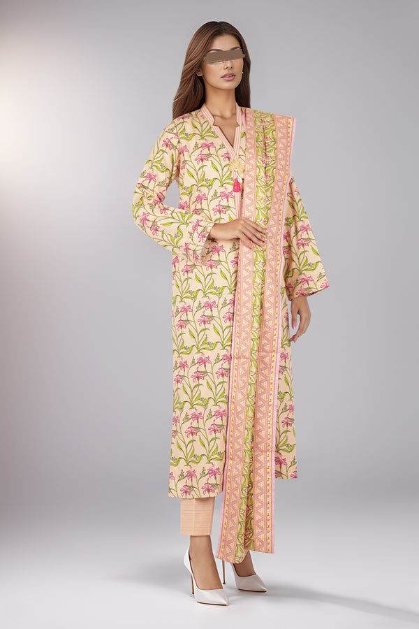 Unstitched Printed Cotton Viscose 3 Piece