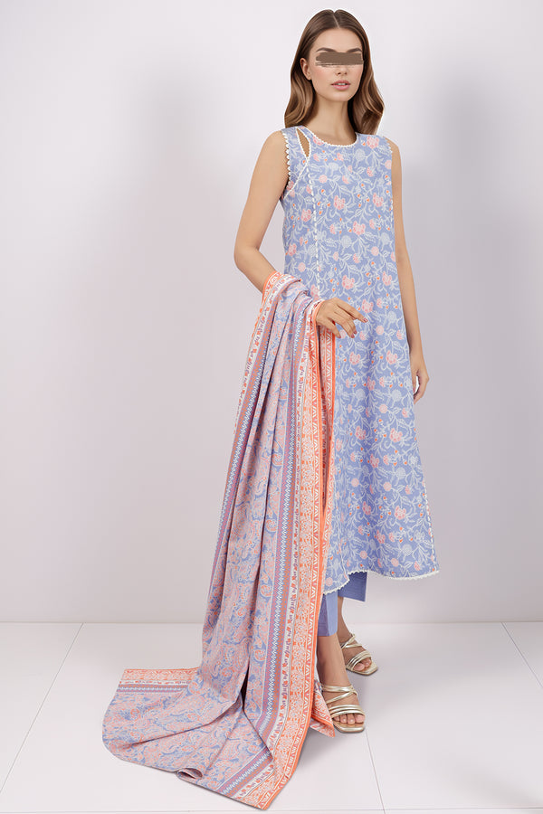 Unstitched Printed Cotton Viscose 3 Piece