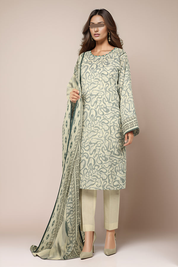 Unstitched Printed Lawn 3 Piece