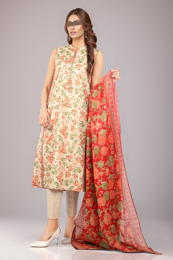 Unstitched Printed Lawn 3 Piece